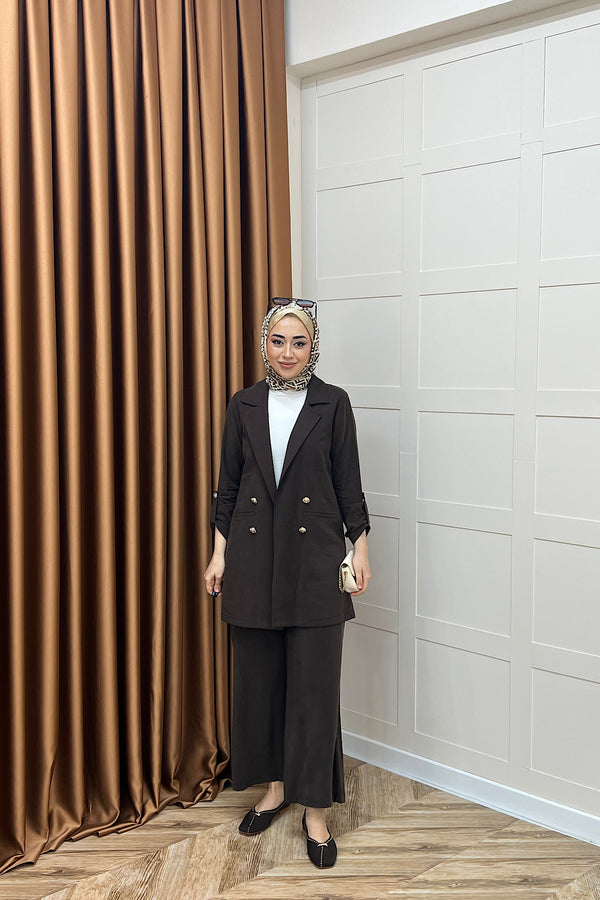 Sandra Ceketli Takım Kahverengi 5003-KAHVERENGI