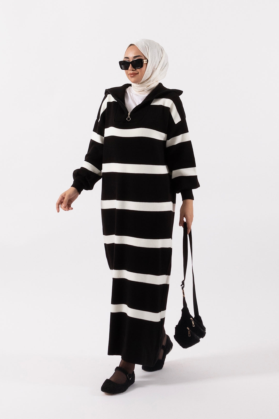 Liney Triko Elbise Siyah 24K1298-SIYAH