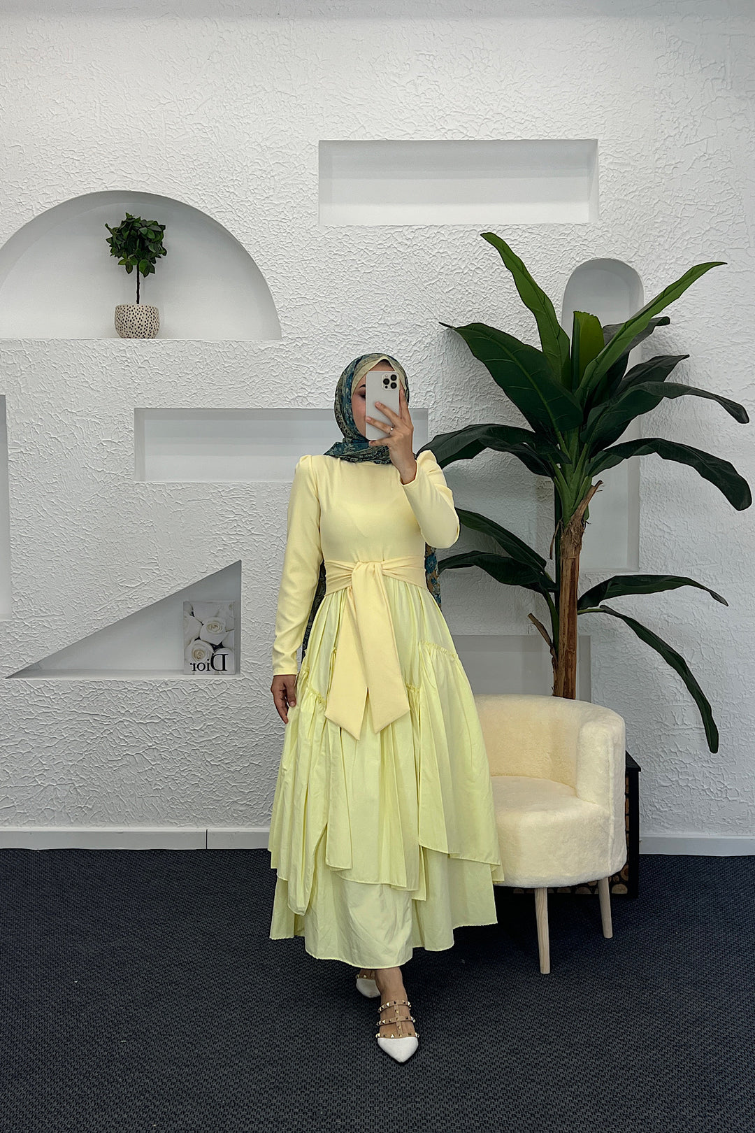 Zeny Elbıse Sarı 6001-SARI