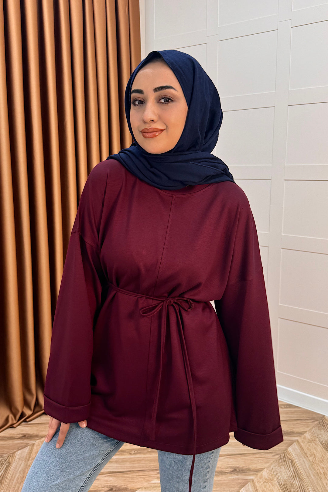 Türev Duble Kol Tunik Bordo 6060-BORDO