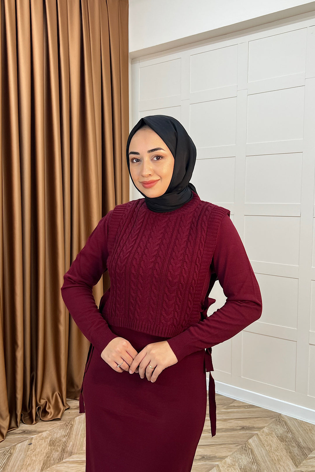 Barles İkili Triko Elbise Bordo 25220-BORDO