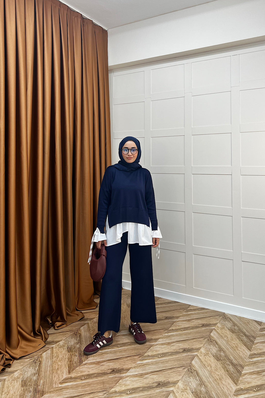 Truva Gömlek Detay Merserize Triko Takım Lacivert 25350-LACIVERT