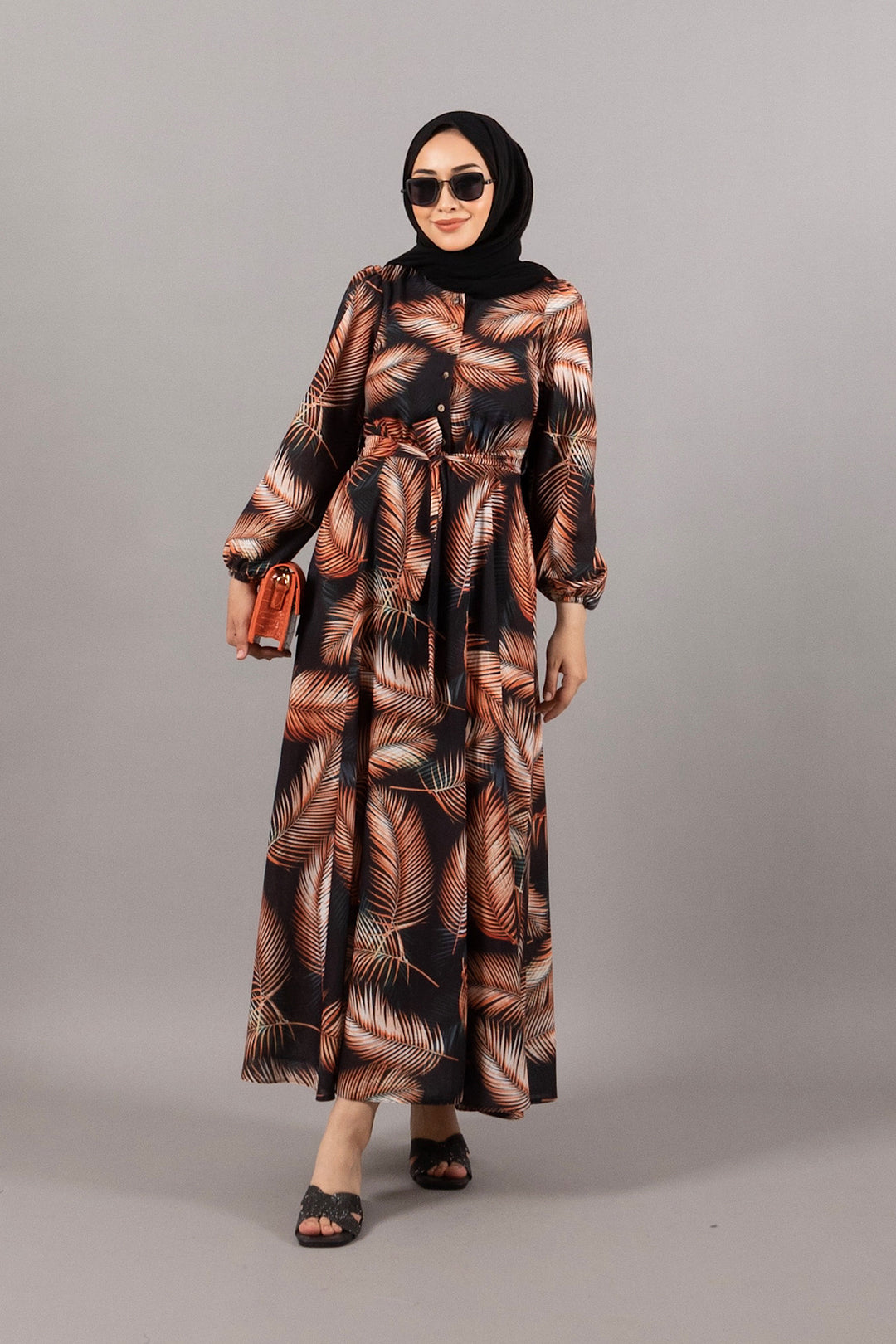 Emily Keten Elbise Siyah 4967-SIYAH