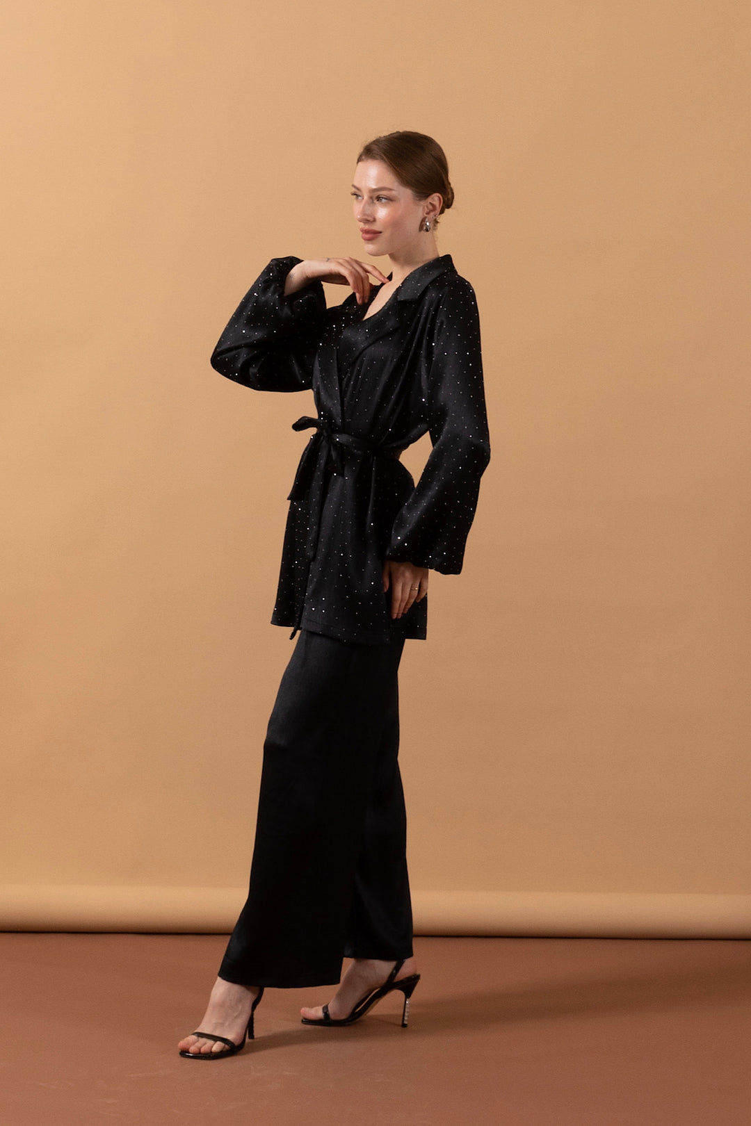 Taş İşlemeli ikili Takım Siyah 4293-SIYAH