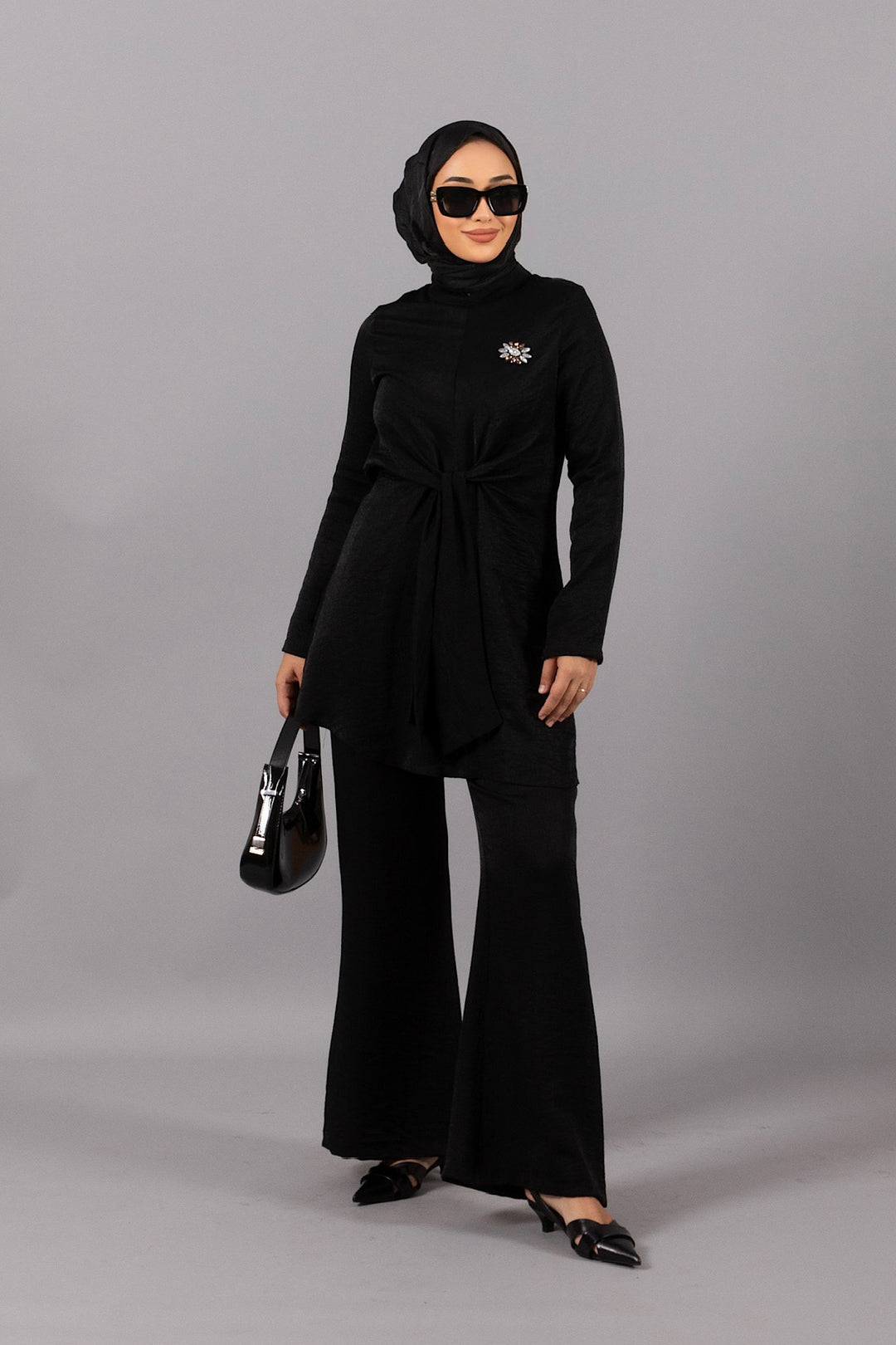 Livia Broş Detay İkili Takım Siyah 3302-SIYAH