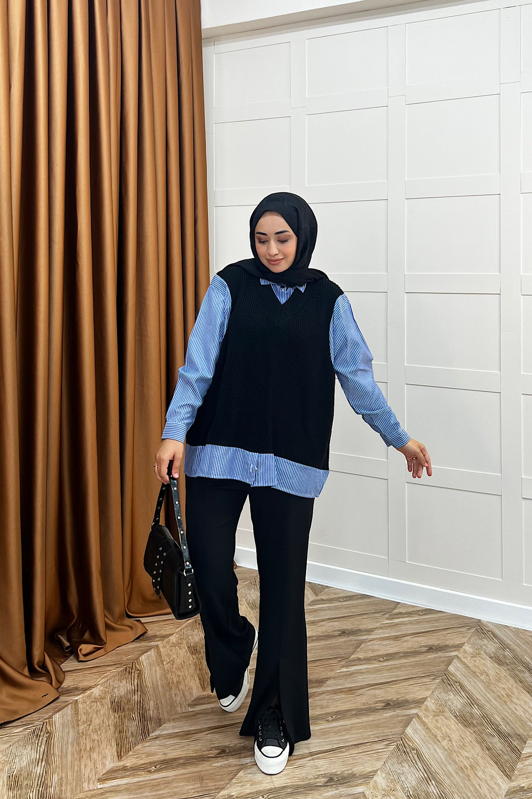 Triko Süveterli Gömlek Siyah 24730-SIYAH