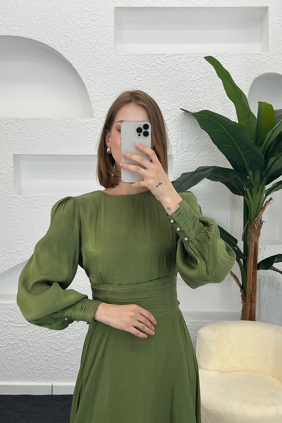 Marly Beli Piliseli Abiye Yeşil 3066-YESIL