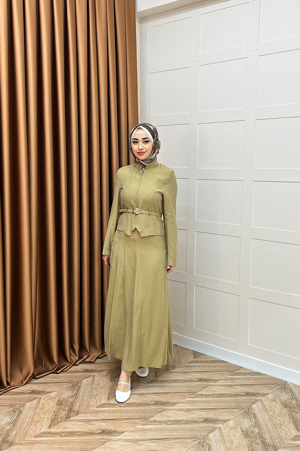 Mira Kemerli Etek Takım Yağ Yeşili 03183-YAGYESILI