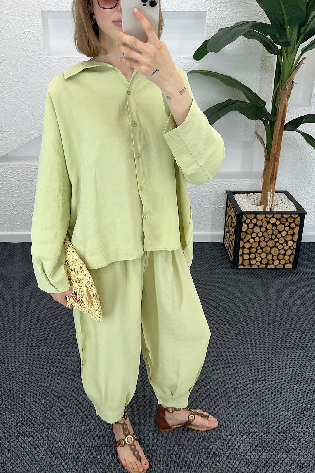 Şalvar Pantolon İkili Takım Yeşil 5230-YESIL