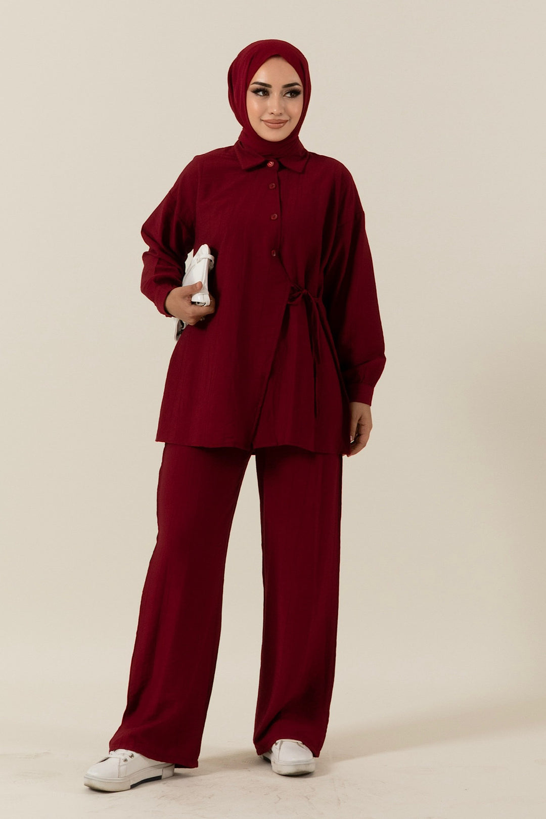 Tuana Yandan Bağlamalı Takım Bordo 3130-BORDO
