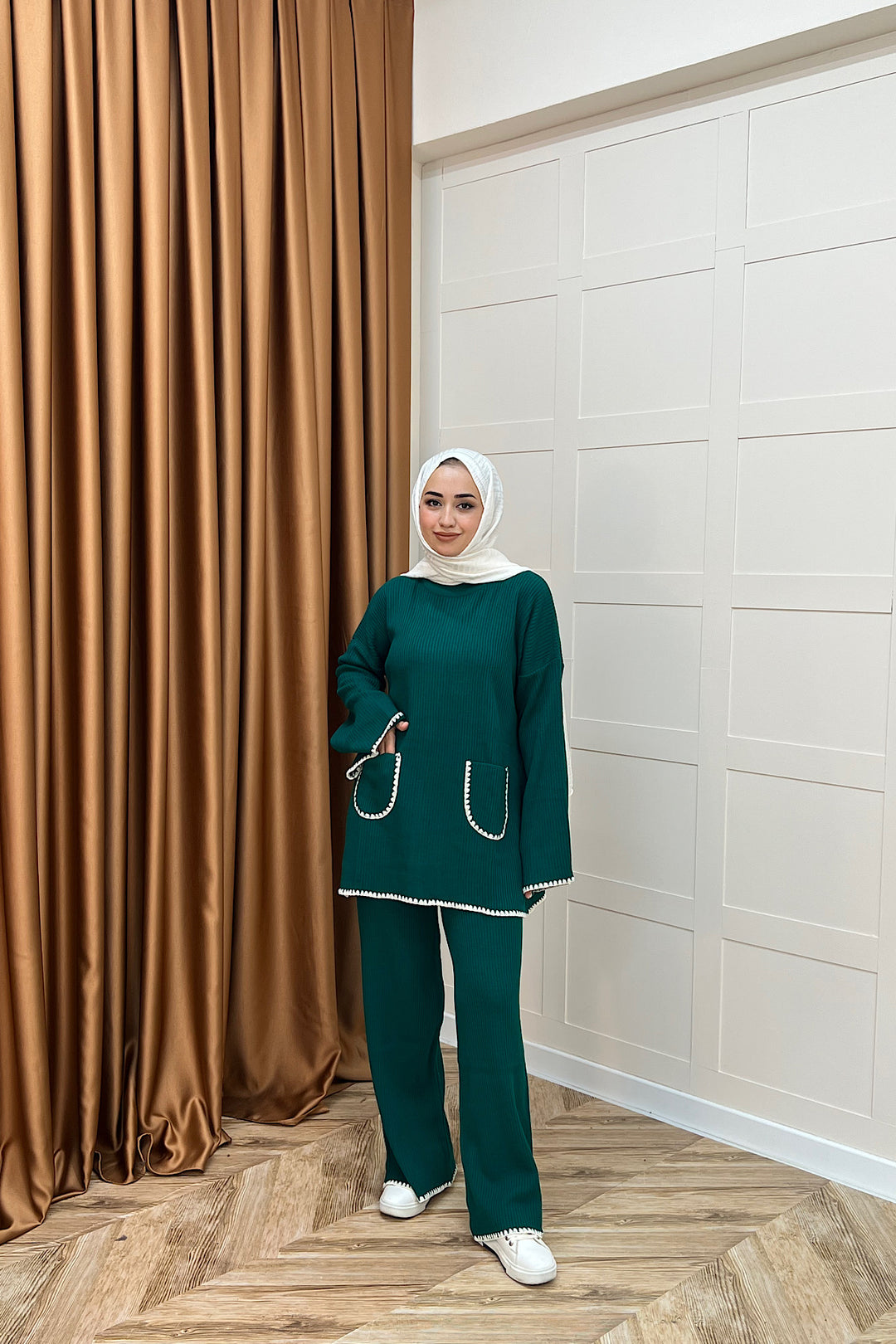 Cep Örgülü Triko Takım Zümrüt 24200-ZUMRUT