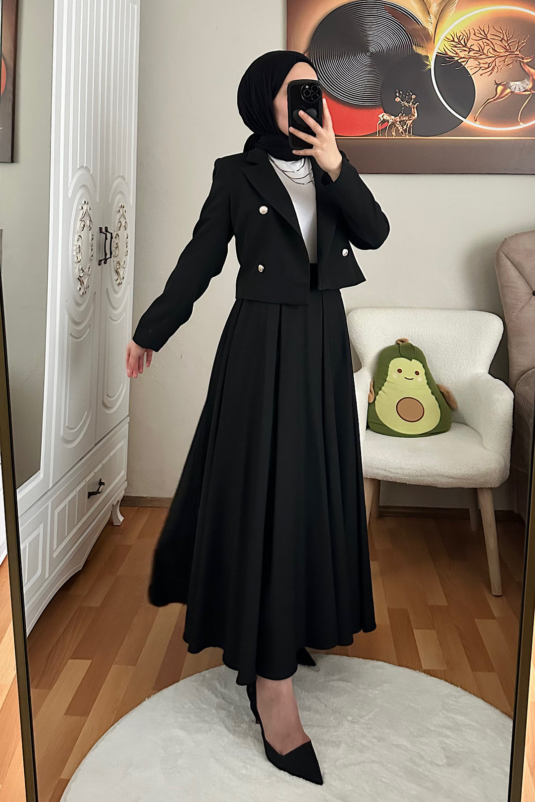 Pirikaşe Etekli Takım Siyah 2056-SIYAH