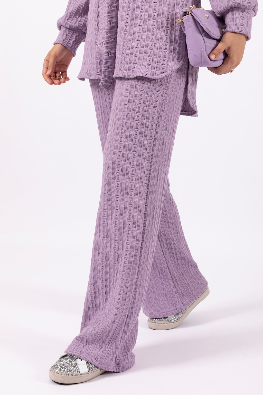 Elina İkili Örme Takım Lila 24K6178-LILA