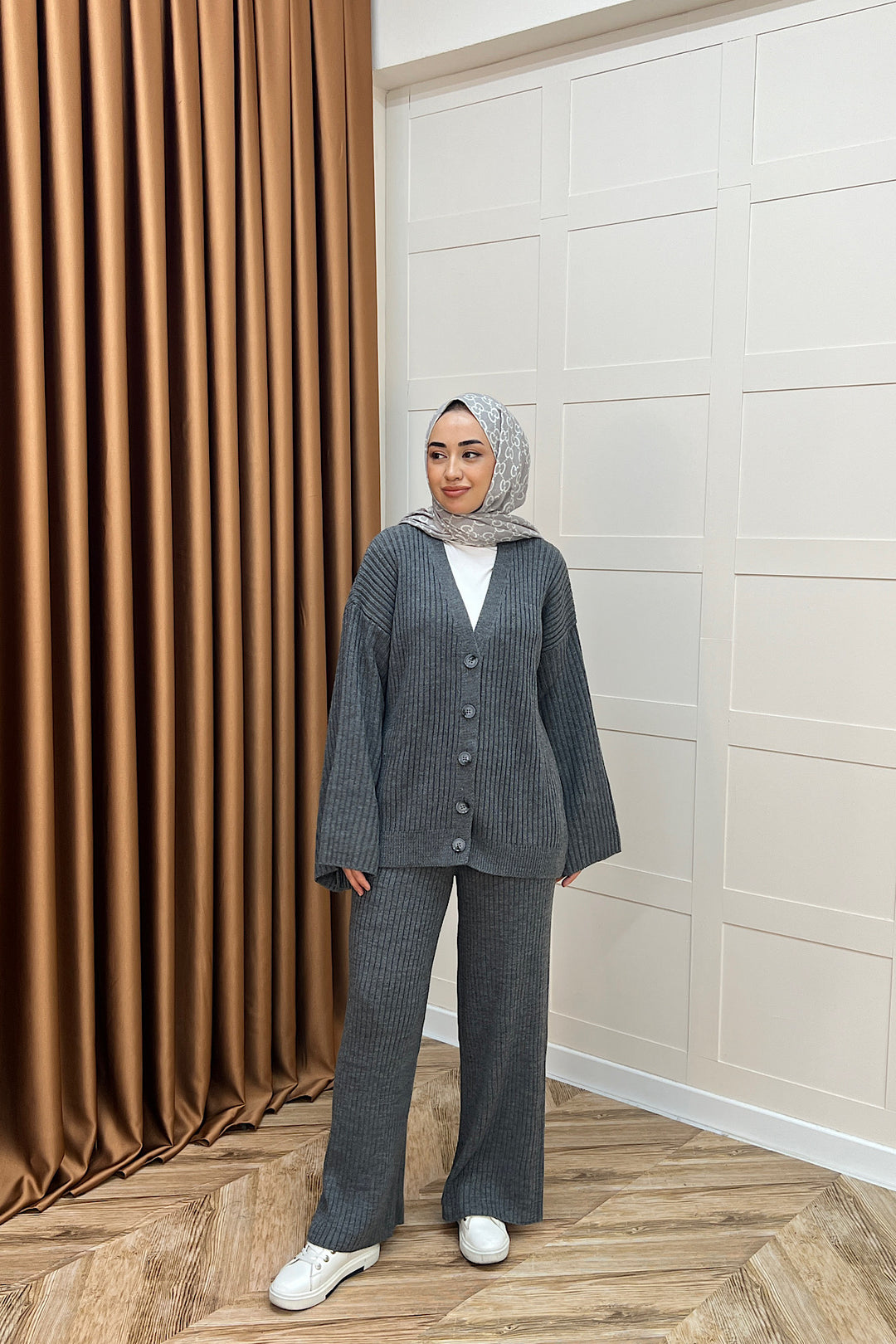 Galata Fitilli Triko Hırka Takım Antrasit 25630-ANTRASIT