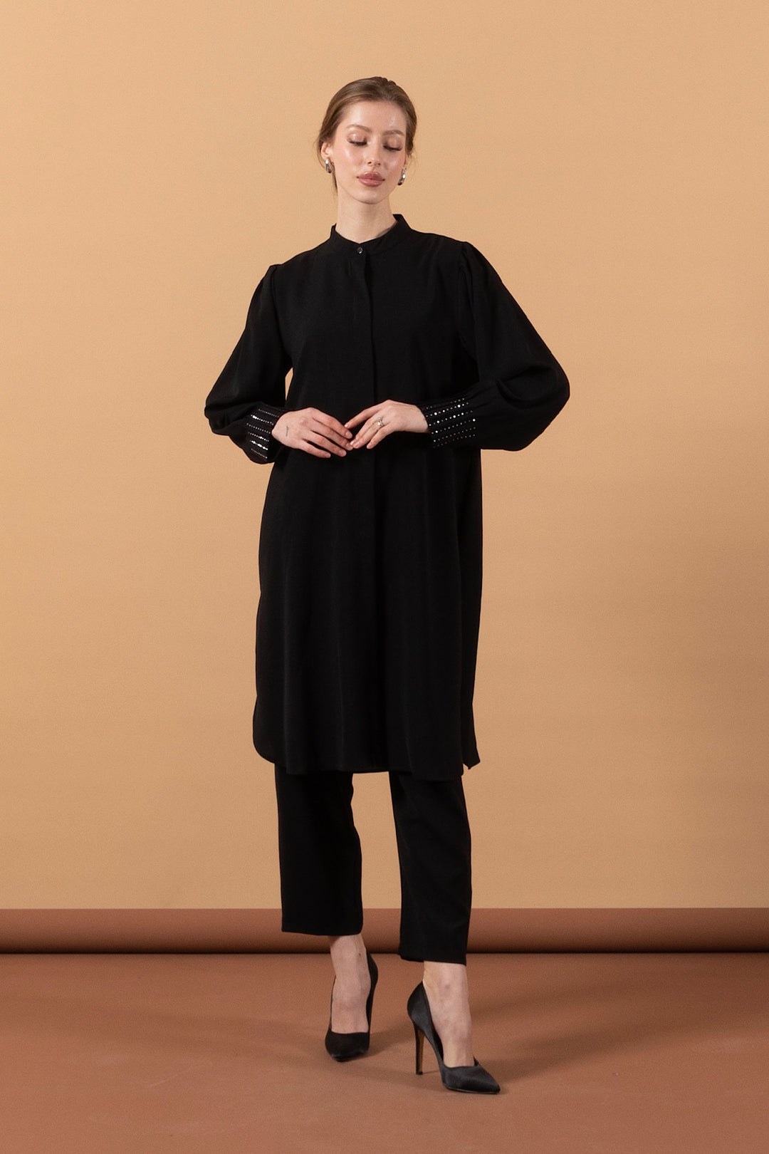 Bilek Taş Detay İkili Takım Siyah 1866-SIYAH