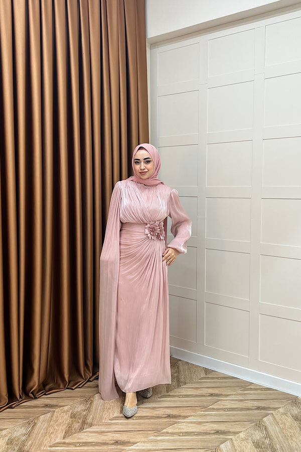 Florida Broş Detay Abiye Pudra 03080-PUDRA