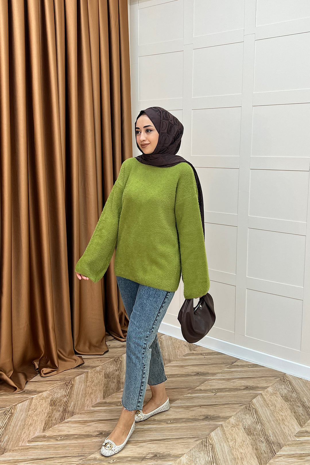 Leyal Triko Kazak Yağ Yeşili 25440-YAGYESILI