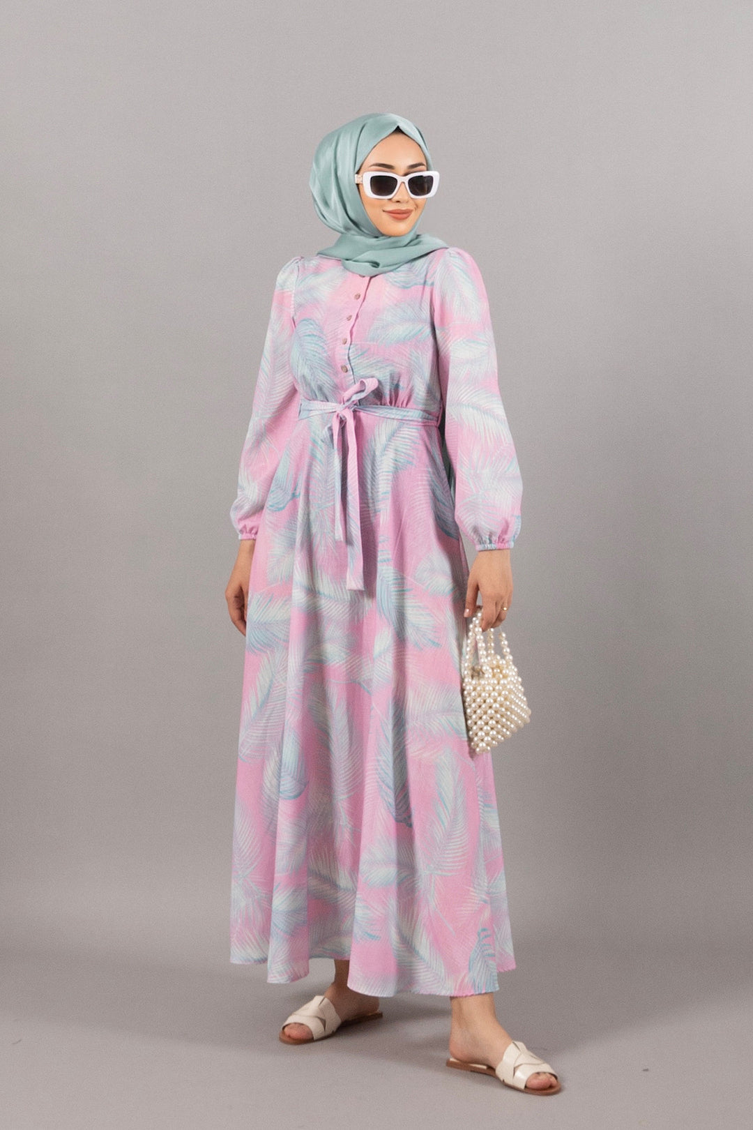 Emily Keten Elbise Pembe 4967-PEMBE