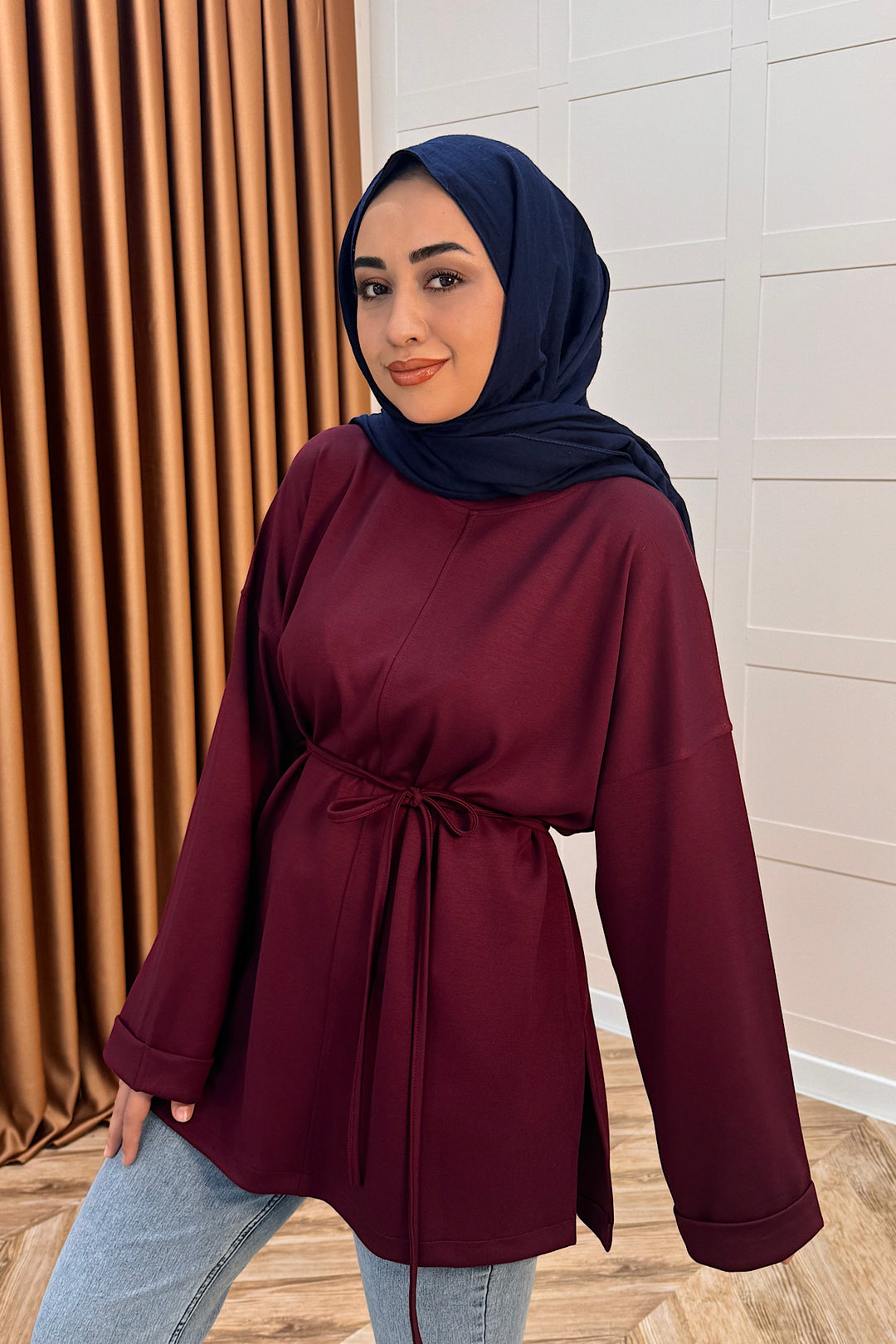 Türev Duble Kol Tunik Bordo 6060-BORDO