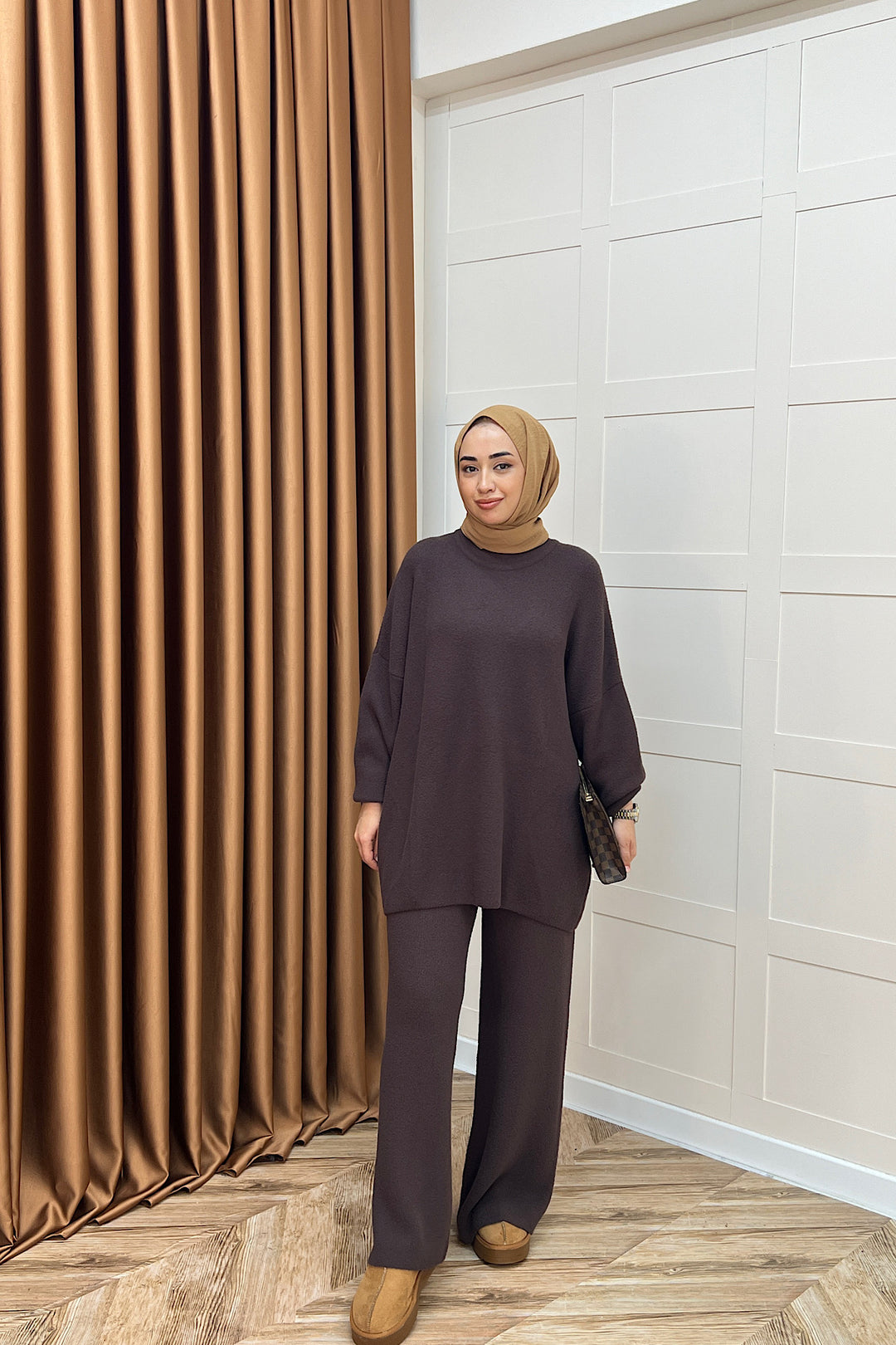 Dilşah Angora İkili Triko Takım Kahverengi 25650-KAHVERENGI