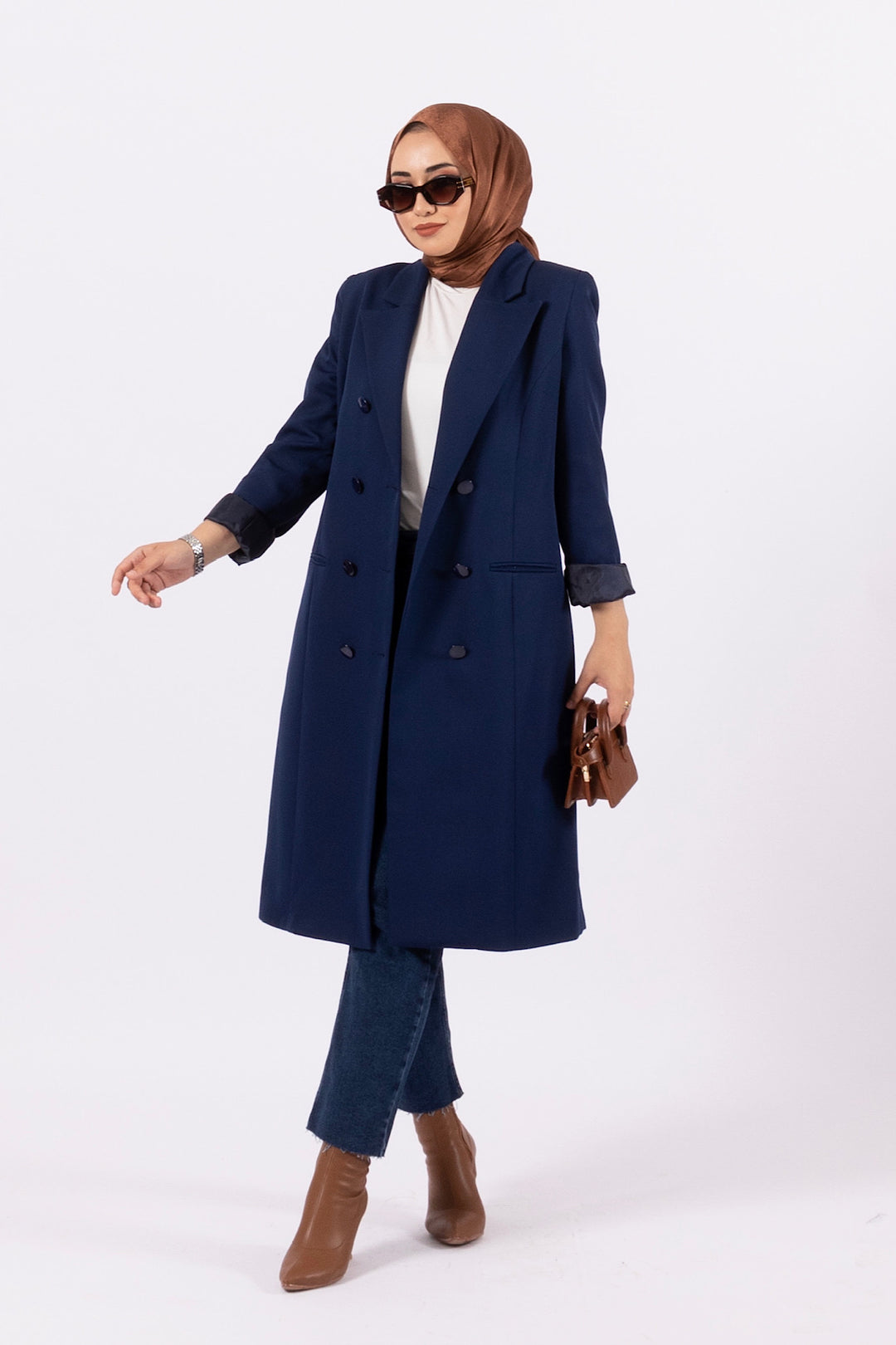 Uzun Blazer Ceket Lacivert 24K6109-LACIVERT