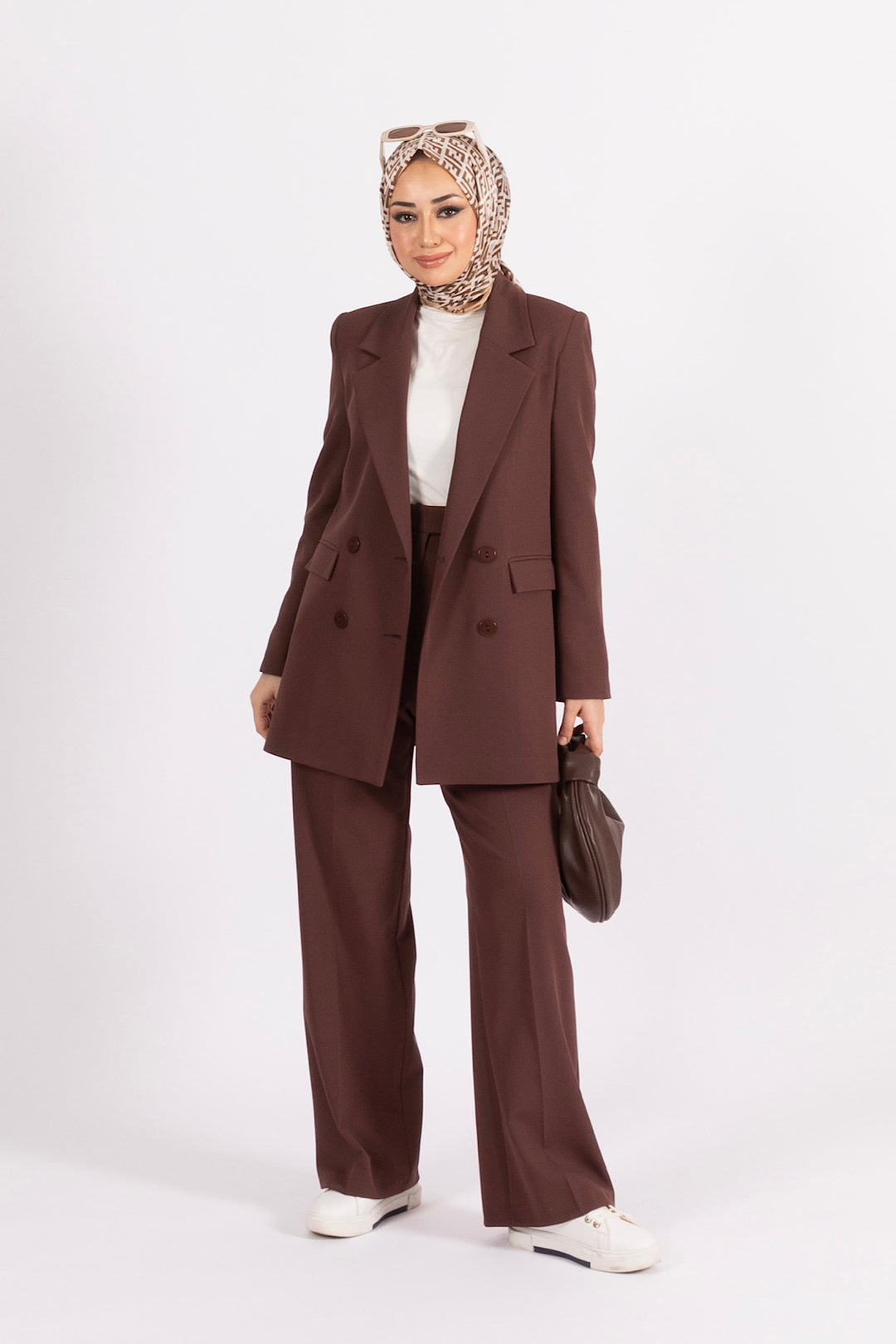 Dört Düğme Ceket Takım Kahverengi 6152-KAHVERENGI