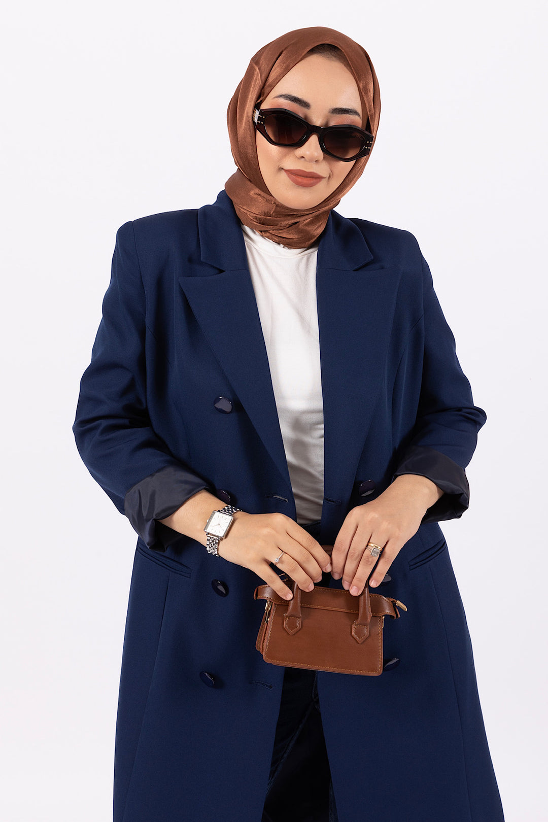 Uzun Blazer Ceket Lacivert 24K6109-LACIVERT