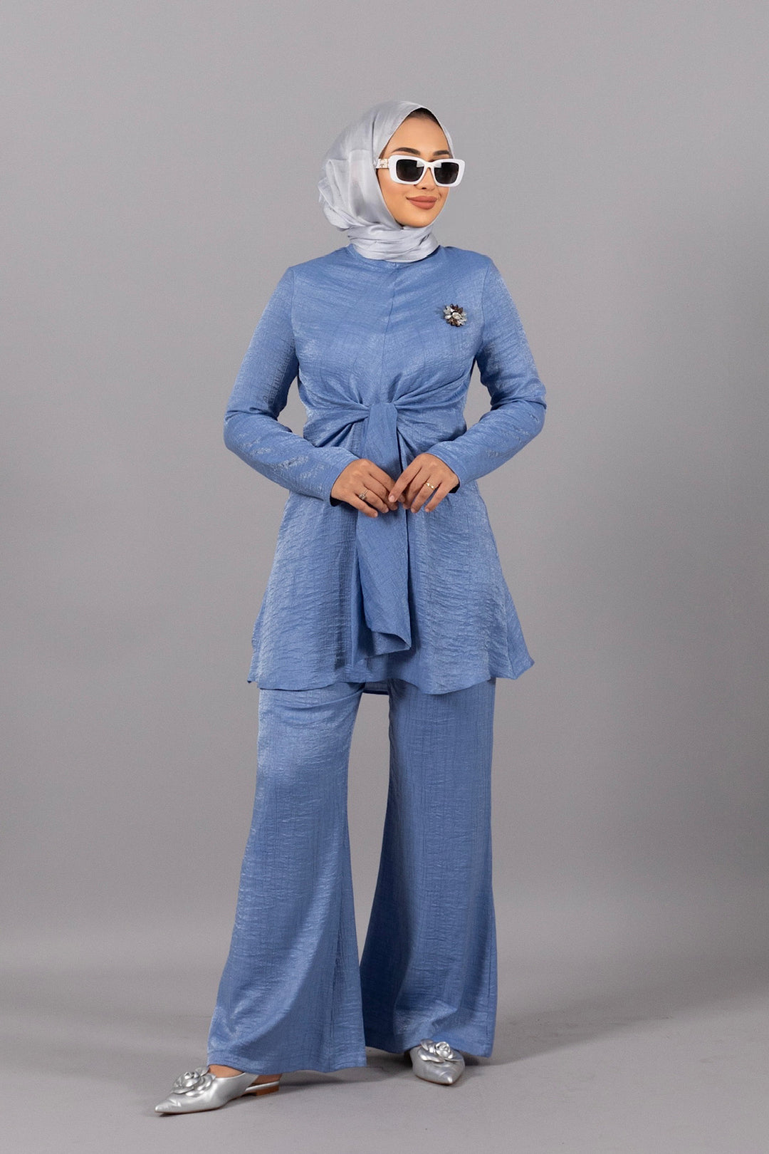 Livia Broş Detay İkili Takım Mavi 3302-MAVI