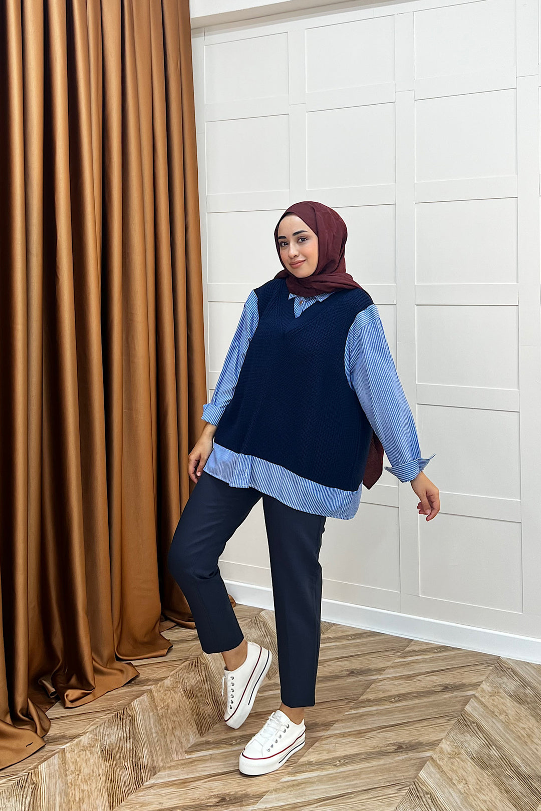 Triko Süveterli Gömlek Lacivert 24730-LACIVERT