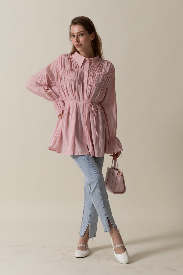 Neva Piliseli Gömlek Pembe 5006-PEMBE