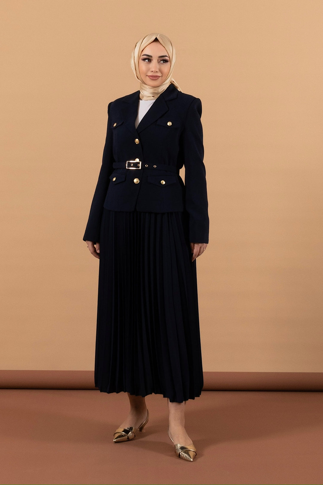 Eteği Piliseli Ceket Takım Lacivert 2019-LACIVERT