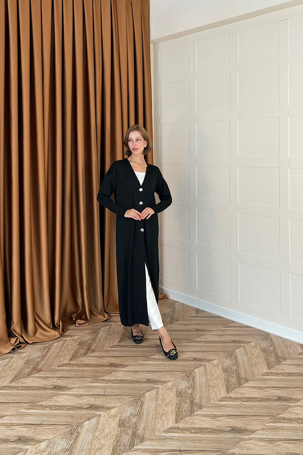 Uzun Triko Hırka Siyah 247500-SIYAH