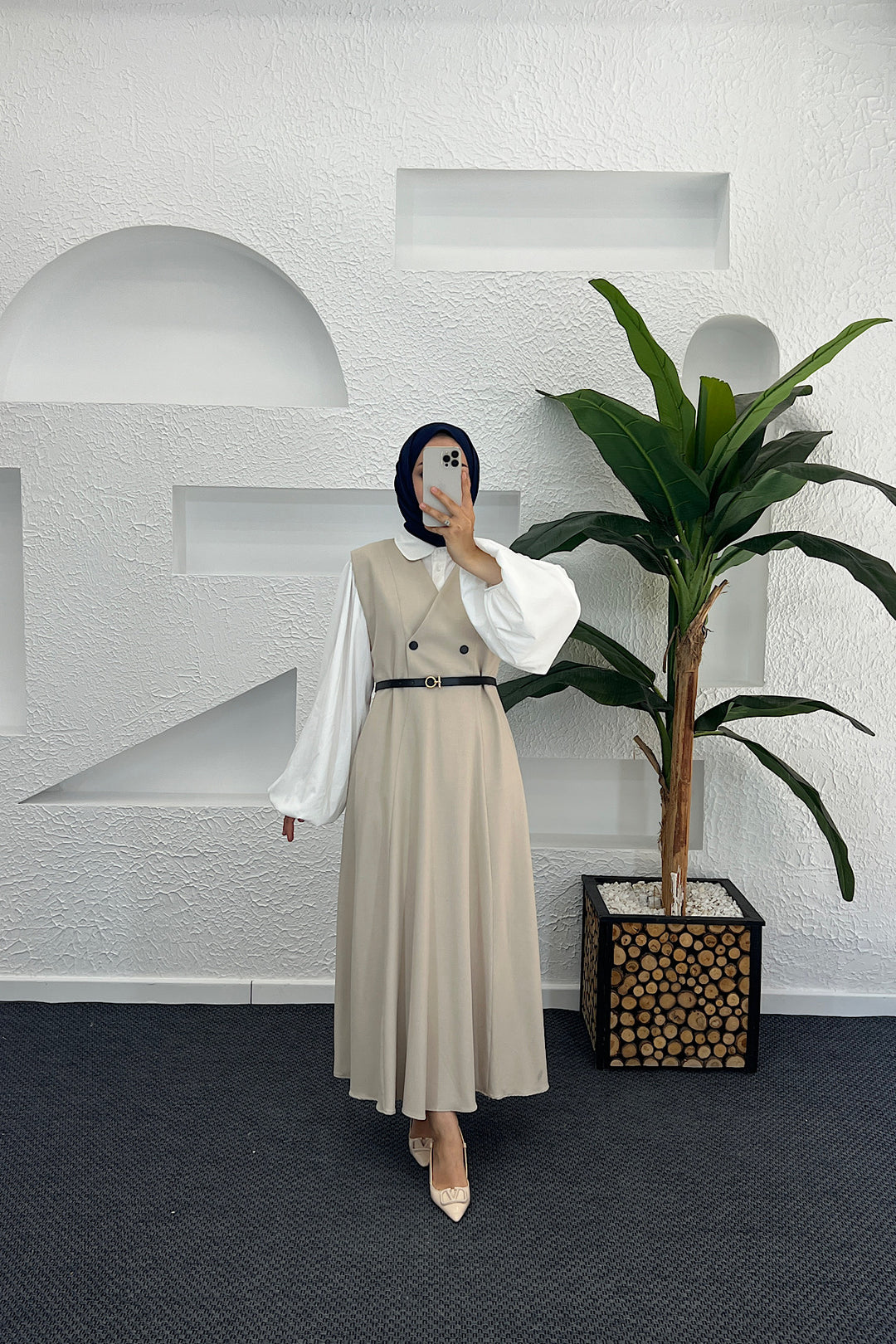 Belden Kemerli Jile Krem 9019-KREM