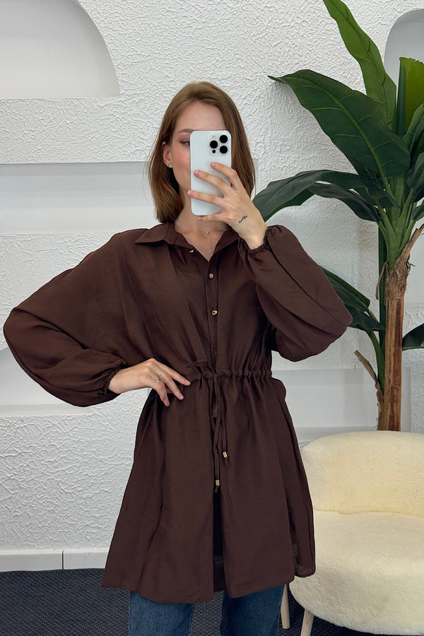 Beli Lastikli Modal Tunik Kahverengi 2771-KAHVERENGI