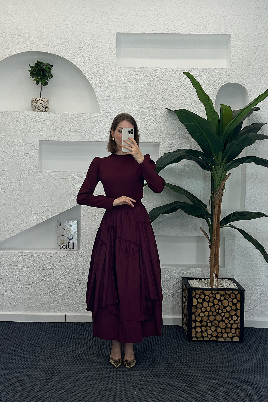 Zeny Elbıse Bordo 6001-BORDO