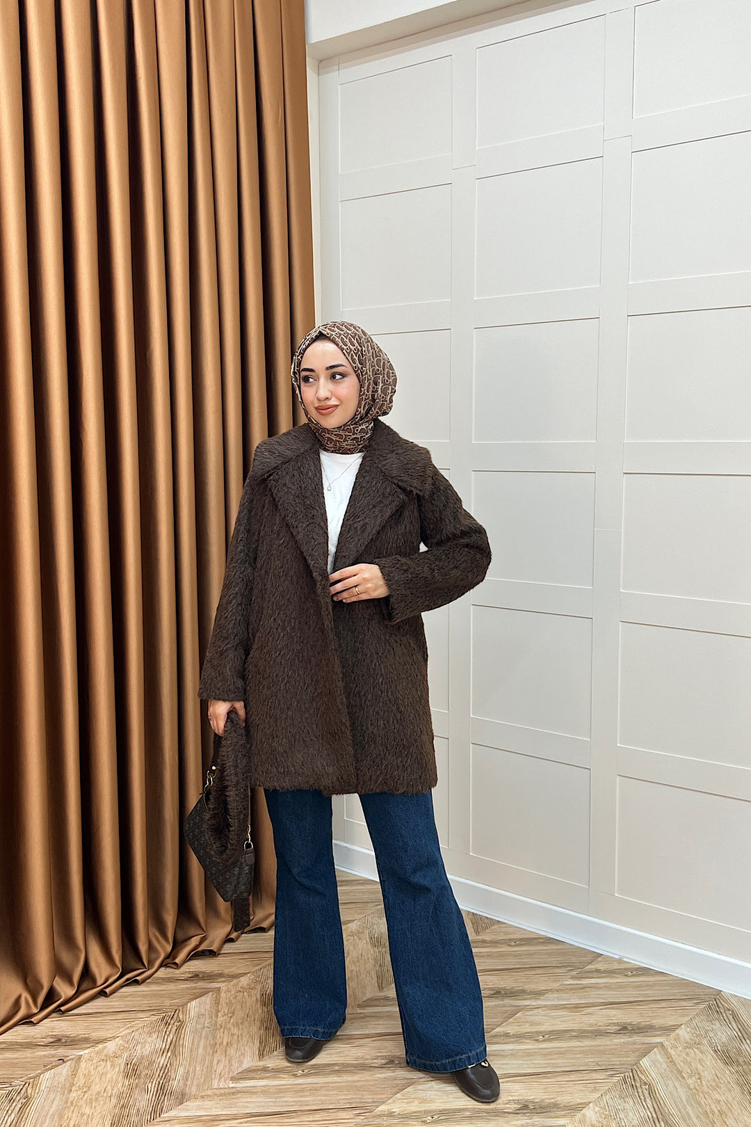 Grok Peluş Kaban Kahverengi 5523-KAHVERENGI