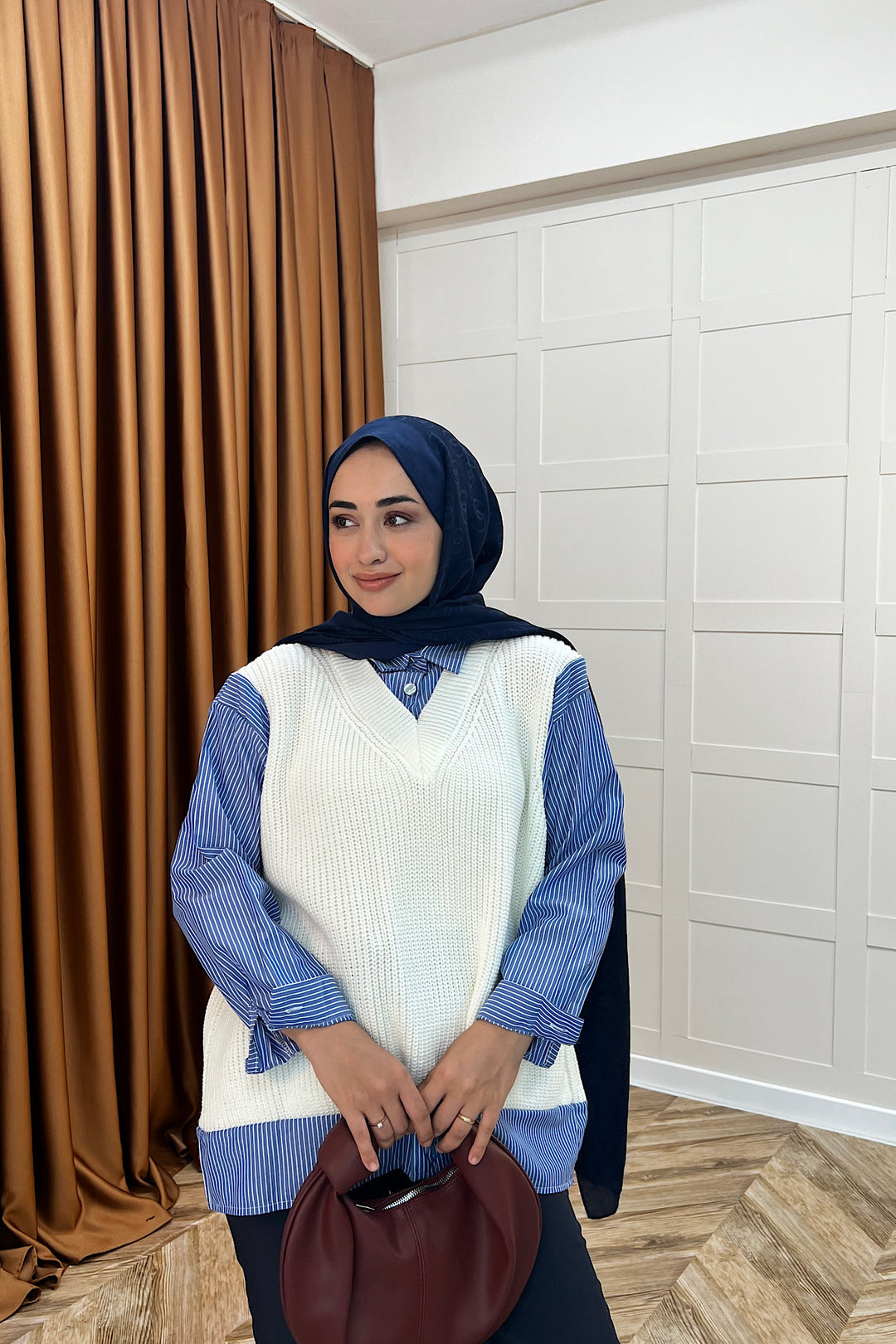 Triko Süveterli Gömlek Ekru 24730-EKRU