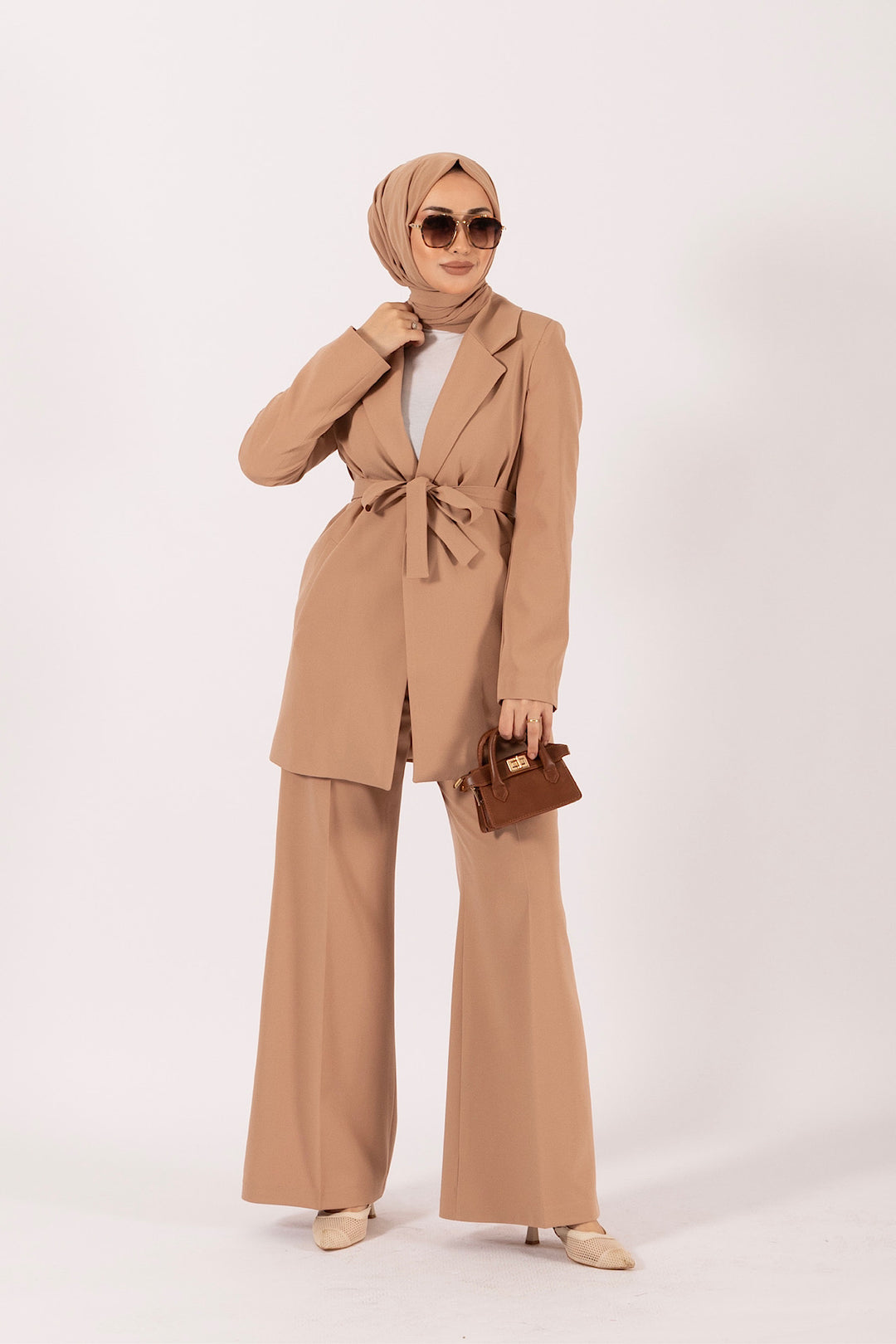 İkili Düz Ceket Takım Camel 6151-CAMEL