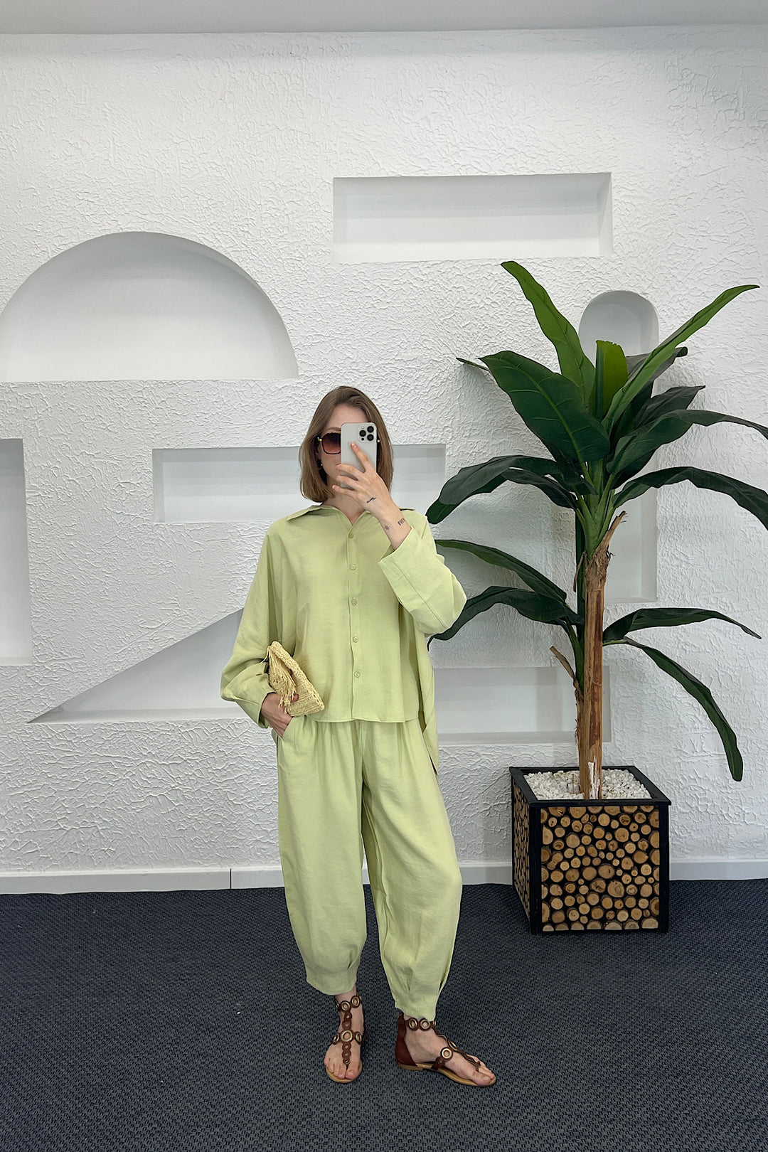 Şalvar Pantolon İkili Takım Yeşil 5230-YESIL