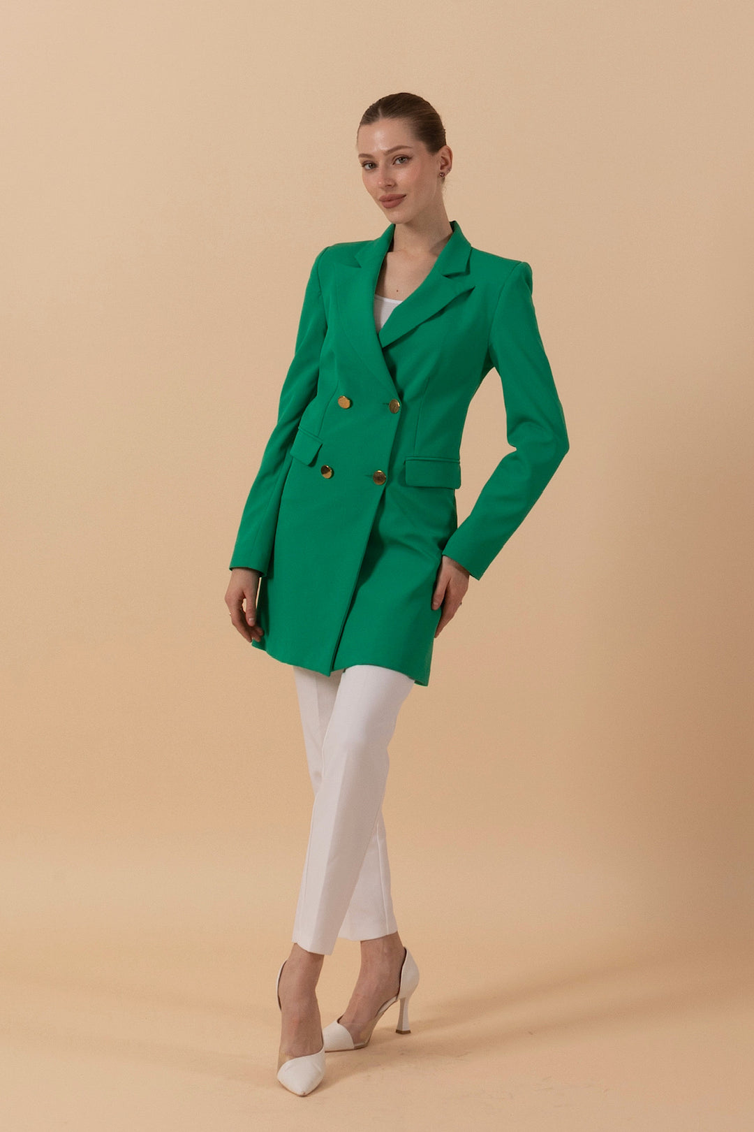 Dört Düğme Blazer Ceket Yeşil 06067-YESIL