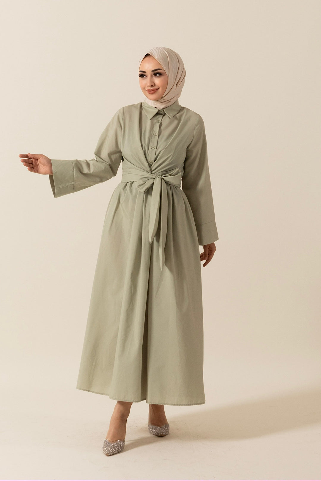 Elisa Bağlamalı Elbise Çağla Yeşili 9608-CAGLAYESILI