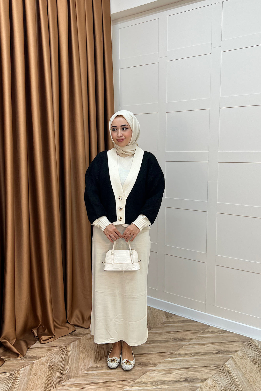 Sezen İkili Triko Elbise Krem 241090-KREM