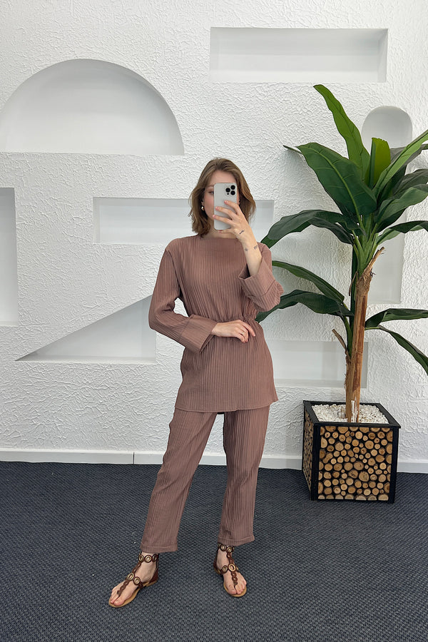 Belden Kuşaklı İkili Takım Vizon 9007-VIZON