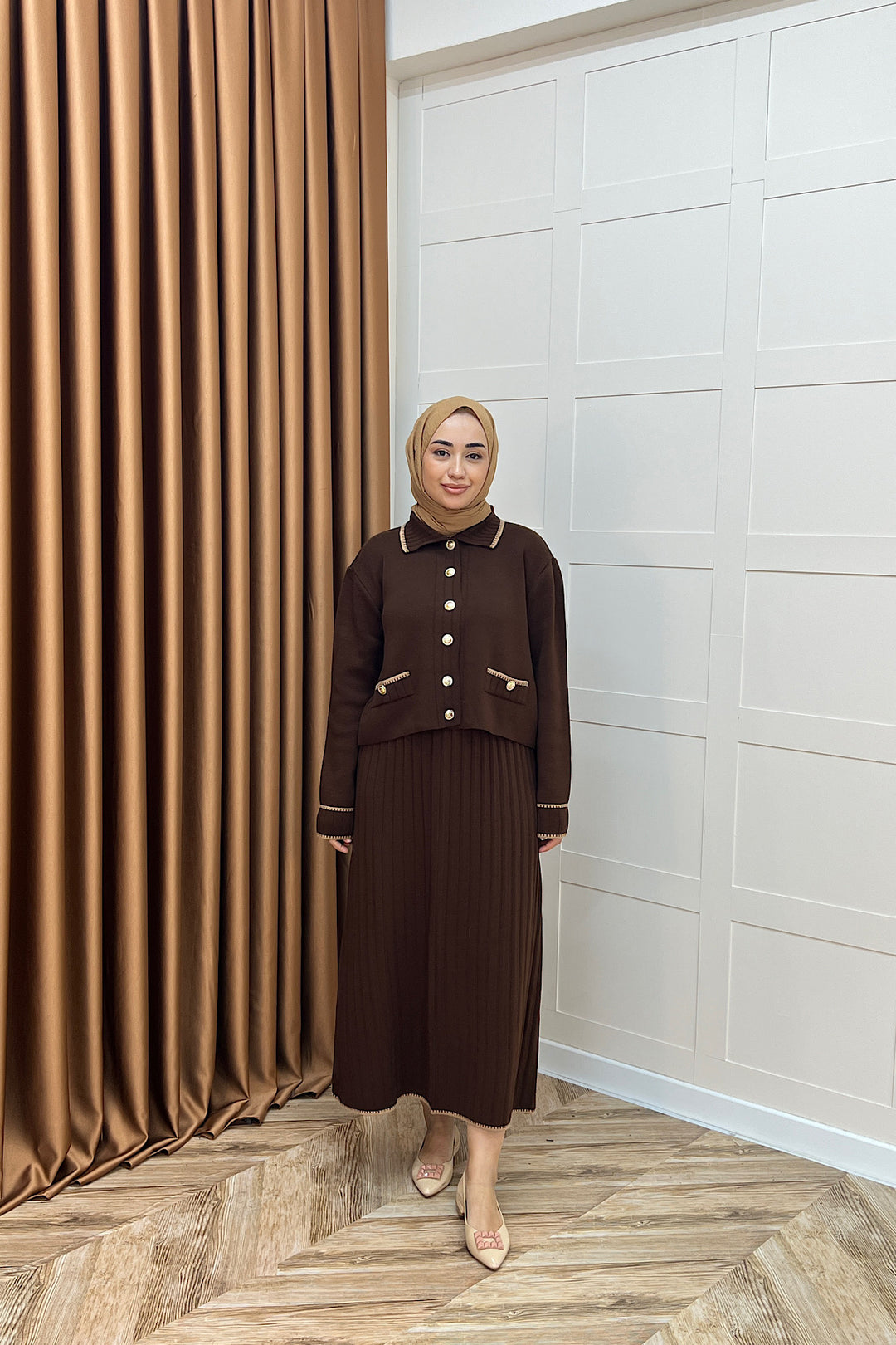 Roma Etekli Triko Takım Kahverengi 20999-KAHVERENGI