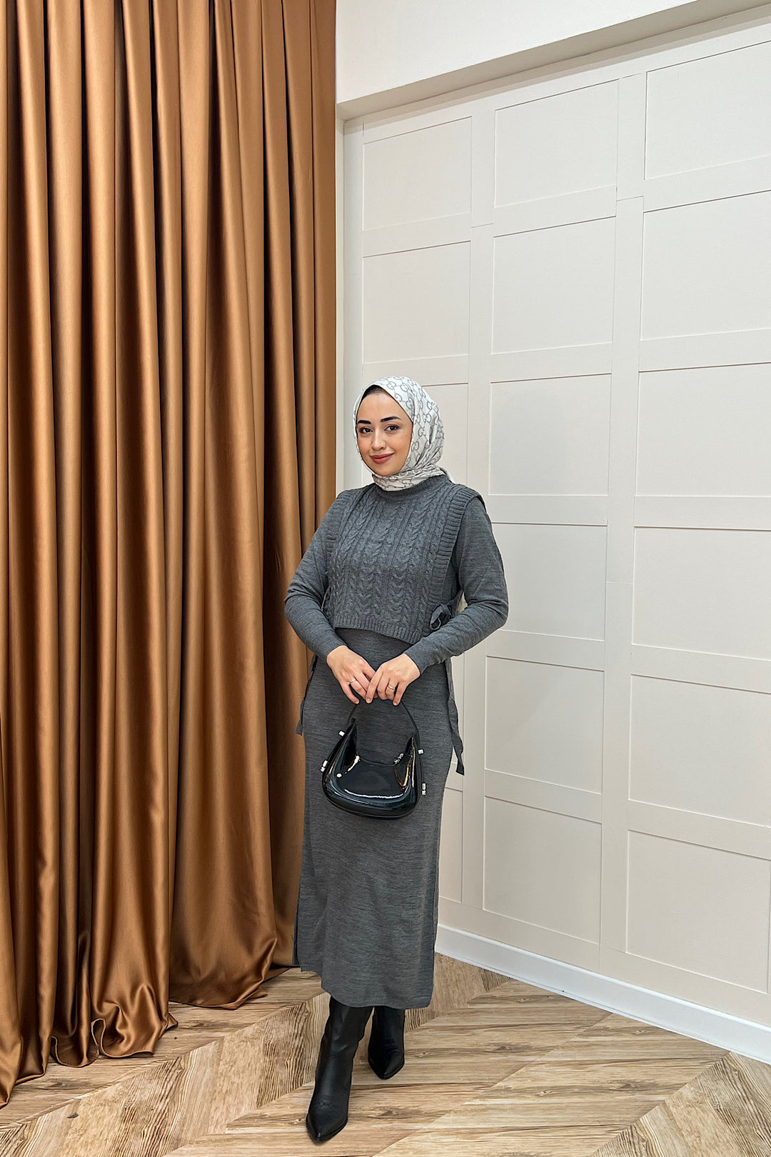 Barles İkili Triko Elbise Gri 25220-GRI