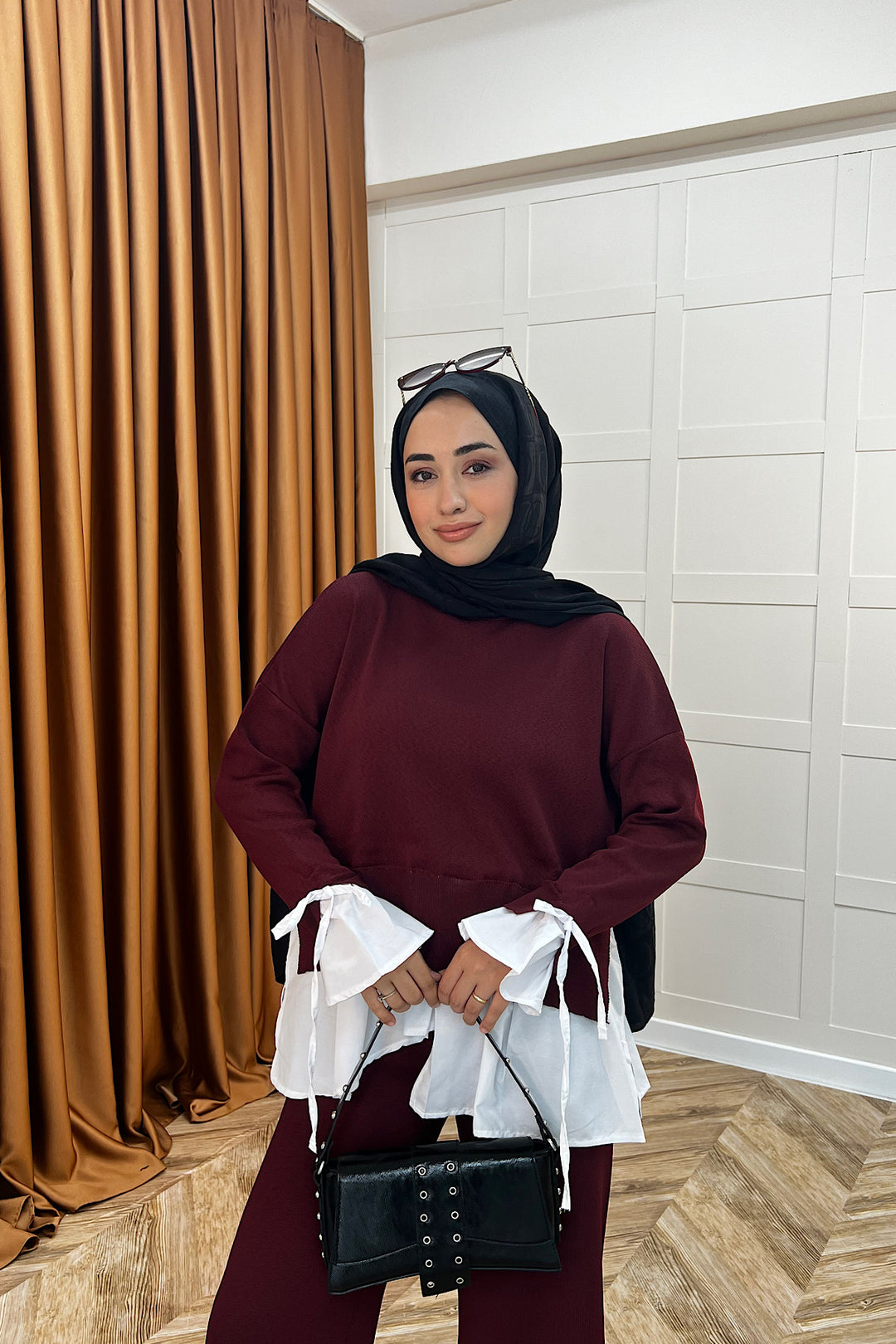 Truva Gömlek Detay Merserize Triko Takım Bordo 25350-BORDO