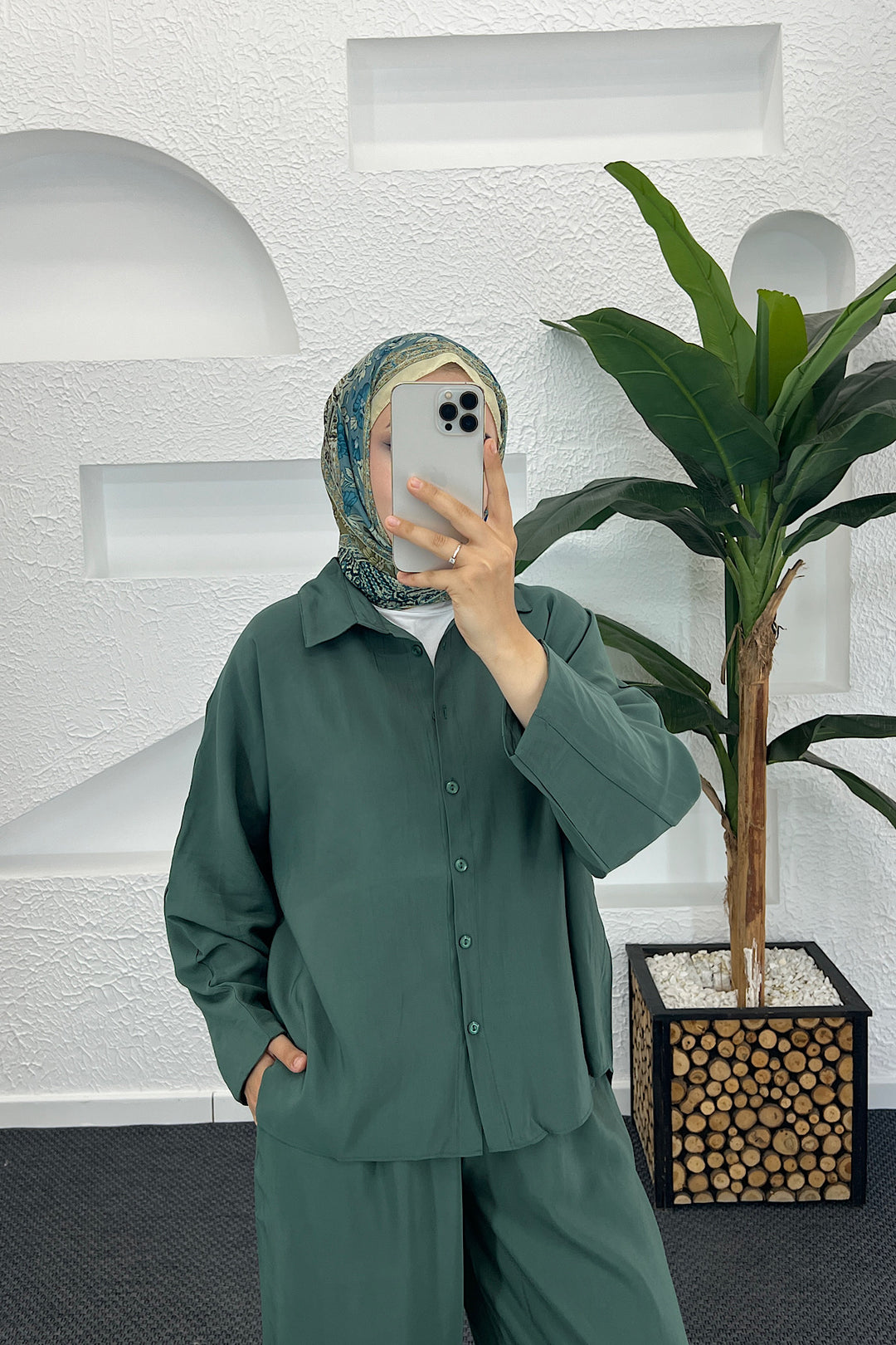 Şalvar Pantolon İkili Takım Zümrüt 5230-ZUMRUT