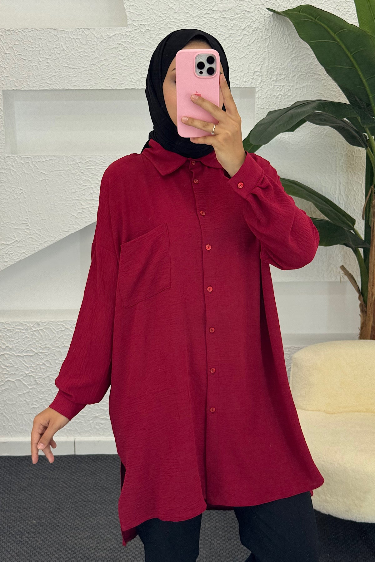 Cep Detay Linda Tunik Bordo 2457-BORDO