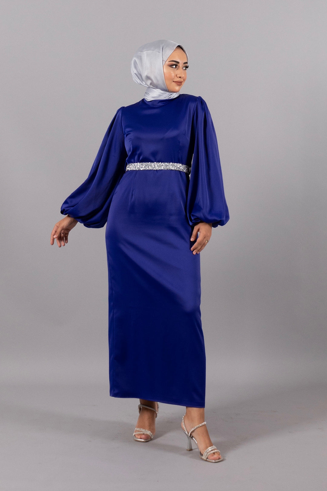 Louren Taş Kemer Abiye Saks 4977-SAKS