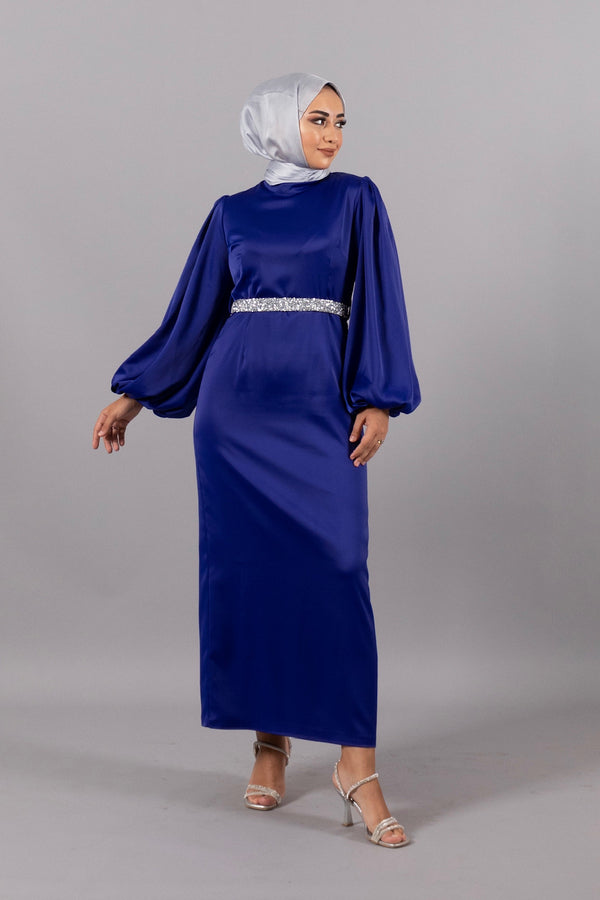 Louren Taş Kemer Abiye Saks 4977-SAKS